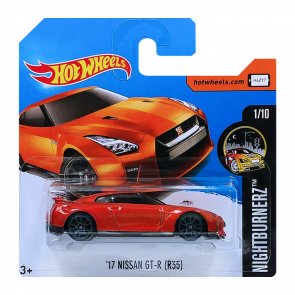 Машинка Базовая Hot Wheels '17 Nissan GT-R (R35) Nightburnerz 1:64 DTW99 Orange - Retromagaz