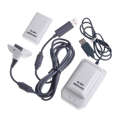 Акумулятор Дротовий RMC Xbox 360 Charging Kit 5 in 1 White + Зарядна Стан White Новий - Retromagaz