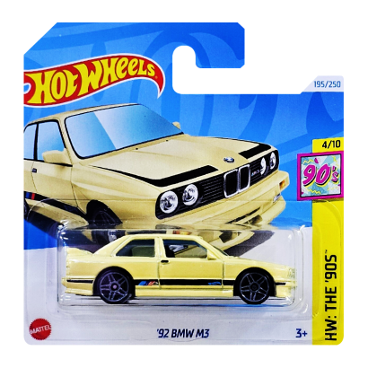 Машинка Базовая Hot Wheels '92 BMW M3 The `90S 1:64 HTB06 Yellow - Retromagaz