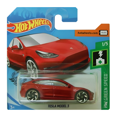 Машинка Базовая Hot Wheels Tesla Model 3 Green Speed 1:64 FYD88 Red - Retromagaz