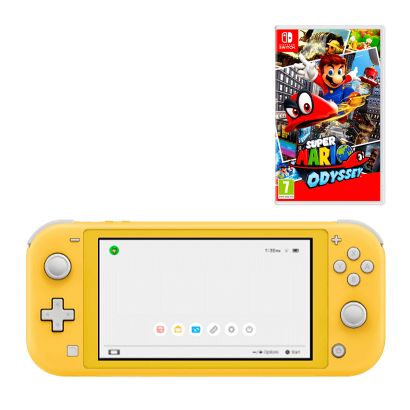 Набор Консоль Nintendo Switch Lite 32GB Yellow Новый + Игра Super Mario Odyssey Русские Субтитры - Retromagaz