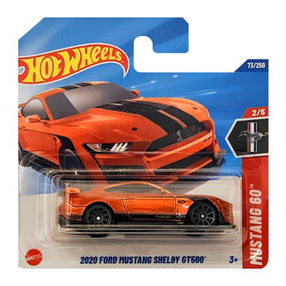 Машинка Базова Hot Wheels 2020 Ford Mustang Shelby GT500 Mustang 60th 1:64 JBB16 Orange - Retromagaz