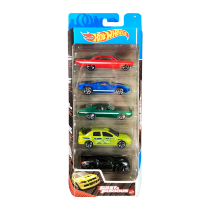 Машинка Базовая Hot Wheels 5шт '61 Impala / Ford GT-40 / Gran Torino  / Lancer Evolution / Nissan 350Z Fast & Furious 1:64 GTN40 Green - Retromagaz