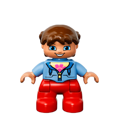 Фигурка Lego Girl Red Legs Medium Blue Jacket Duplo 47205pb030 Б/У - Retromagaz