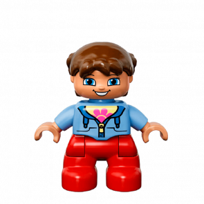 Фигурка Lego Girl Red Legs Medium Blue Jacket Duplo 47205pb030 Б/У