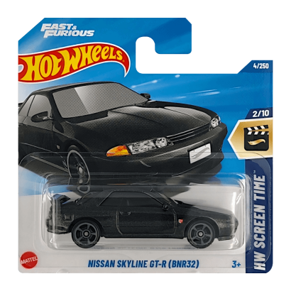 Машинка Базовая Hot Wheels Skyline GT-R (BNR32) Fast & Furious Screen Time 1:64 HYY72 Black - Retromagaz