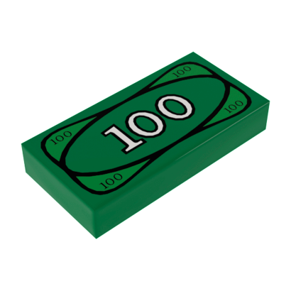 Плитка Lego Декоративная 4шт Groove with 100 Dollar Bill Money Pattern 1 x 2 3069bpx7 4295260 Green Б/У - Retromagaz