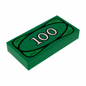 Плитка Lego Декоративная 4шт Groove with 100 Dollar Bill Money Pattern 1 x 2 3069bpx7 4295260 Green Б/У - Retromagaz