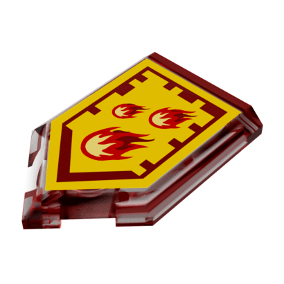 Плитка Lego Модифицированная Декоративная 4шт Pentagonal Nexo Power Shield Pattern Incinerate 2 x 3 22385pb008 6133525 Trans-Red Б/У - Retromagaz