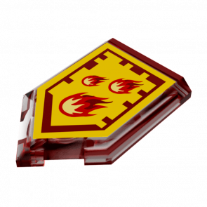 Плитка Lego Модифікована Декоративна 4шт Pentagonal Nexo Power Shield Pattern Incinerate 2 x 3 22385pb008 6133525 Trans-Red Б/У - Retromagaz