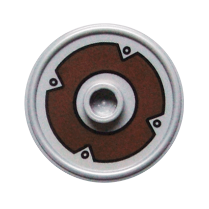 Оружие Lego Щит Round with Stud and Ring Around Edge 91884pb004 6008882 6034914 Flat Silver Б/У - Retromagaz