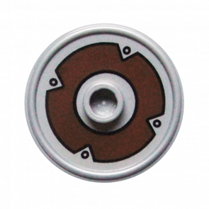 Оружие Lego Щит Round with Stud and Ring Around Edge 91884pb004 6008882 6034914 Flat Silver Б/У