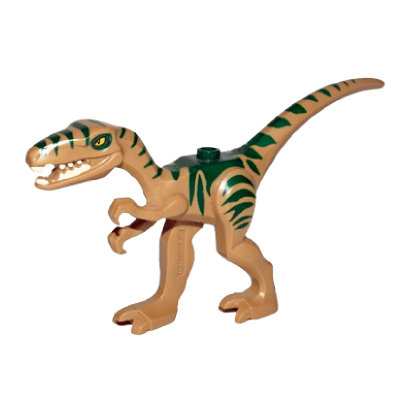 Фигурка Lego Динозавр Coelophysis Gallimimus with Dark Green Stripes and Yellow Eyes Animals 98166pb01 4656225 6018273 Dark Tan Б/У - Retromagaz