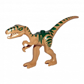 Фигурка Lego Динозавр Coelophysis Gallimimus with Dark Green Stripes and Yellow Eyes Animals 98166pb01 4656225 6018273 Dark Tan Б/У - Retromagaz