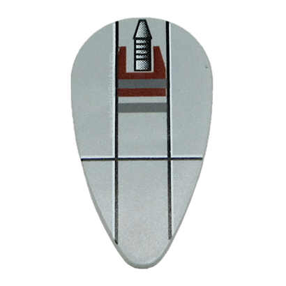 Оружие Lego Star Wars Shield Ovoid with SW Small Rocket at Top Pattern 2586px6 4262520 Light Bluish Grey Б/У - Retromagaz