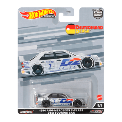 Машинка Premium Hot Wheels 1994 AMG-Mercedes C-Class DTM Touring Car Deutschland Design 1:64 HCJ80 Silver - Retromagaz