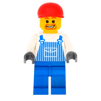 Фигурка Lego People 973pb0009 Overalls Striped Blue with Pocket City ovr038 Б/У - Retromagaz