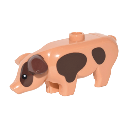 Фигурка Lego Земля Pig with Black Eyes White Pupils and Dark Brown Spots Pattern Animals 87621pb03 1 6139203 Nougat Б/У - Retromagaz