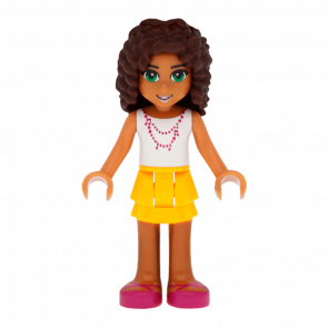 Фигурка Lego Girl Andrea Bright Light Orange Layered Skirt Friends frnd132 2 Б/У - Retromagaz