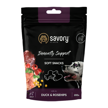 Лакомства для Собак Savory Soft Snacks Immunity Support Утка и Шиповник 200g - Retromagaz