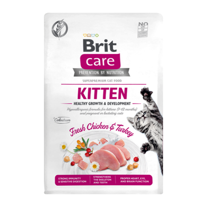 Сухий Корм для Котів Brit Care Kitten Growth & Developmen Курка та Індичка 2kg - Retromagaz