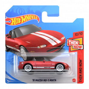 Машинка Базовая Hot Wheels '91 Mazda MX-5 Miata Treasure Hunts Then and Now 1:64 GTC93 Red