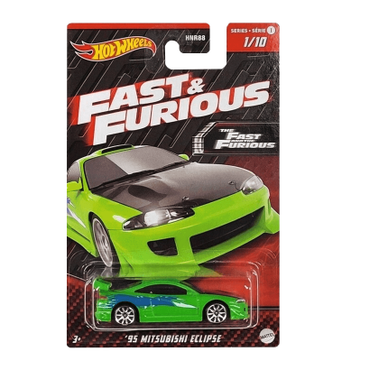 Тематическая Машинка Hot Wheels '95 Mitsubishi Eclipse Fast & Furious 1:64 HNR91 Green - Retromagaz