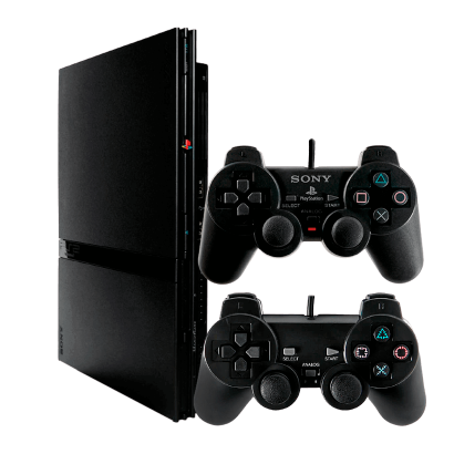 Набор Консоль Sony PlayStation 2 Slim SCPH-7xxx Europe Black Б/У  + Геймпад Проводной DualShock 2 SCPH-10010 - Retromagaz