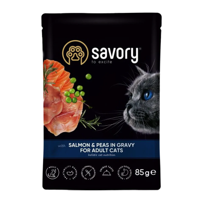 Влажный Корм для Кошек Savory Лосось и Горошек 85g - Retromagaz