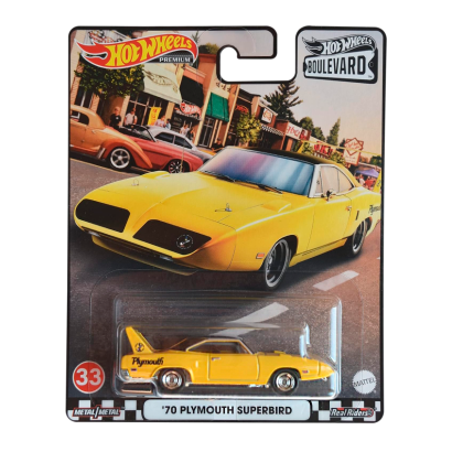 Машинка Premium Hot Wheels '70 Plymouth Superbird Boulevard 1:64 GRM06 Yellow - Retromagaz