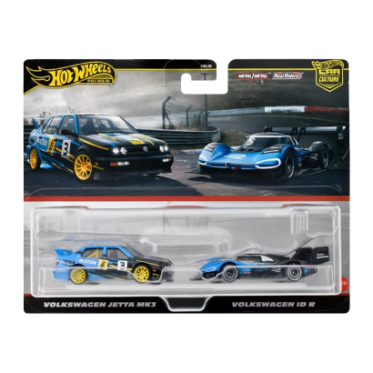 Машинка Premium Hot Wheels 2шт Volkswagen Jetta MK3 / ID R 2-Packs 1:64 HRR83 Blue - Retromagaz