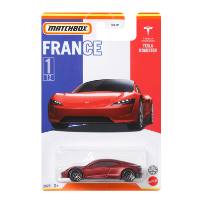 Тематическая Машинка Matchbox Tesla Roadster France 1:64 HBL02/HFH68 Red - Retromagaz