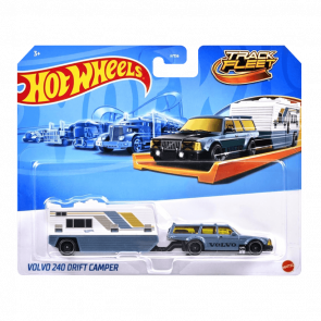 Машинка Базовая Hot Wheels 2шт Volvo 240 и Транспортер Drift Camper Track Fleet 1:64 HVD99 Teal - Retromagaz