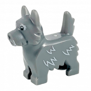 Фигурка Lego Земля Dog Terrier with Black Eyes and Nose Light Bluish Gray Fur Lines Animals 26078pb002 6256414 Dark Bluish Grey Б/У