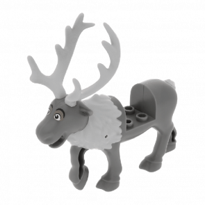 Фигурка Lego Земля Reindeer Frozen with Light Bluish Gray Antlers Fur on Neck Animals reindeerpb01 6135297 6273365 Dark Bluish Grey Б/У