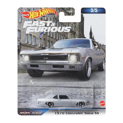 Машинка Premium Hot Wheels 1970 Chevrolet Nova SS Fast & Furious 1:64 HNW54 Silver - Retromagaz