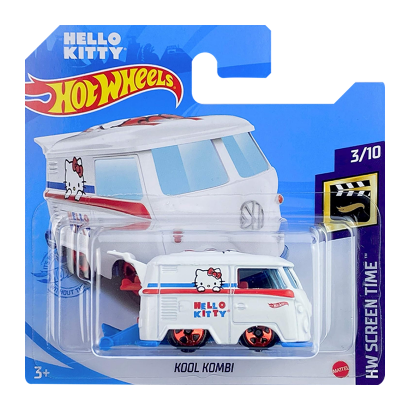 Машинка Базова Hot Wheels Volkswagen Kool Kombi Hello Kitty Screen Time 1:64 GRX94 White - Retromagaz