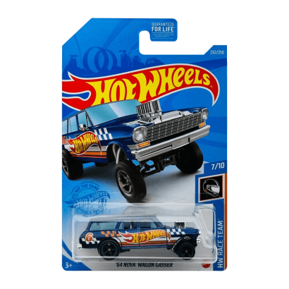 Машинка Базова Hot Wheels '64 Nova Wagon Gasser Super Treasure Hunt STH Race Team 1:64 GTD06 Blue - Retromagaz