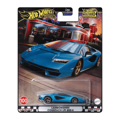 Машинка Premium Hot Wheels Lamborghini Countach LPI 800-4 Boulevard 1:64 HRT70 Blue - Retromagaz