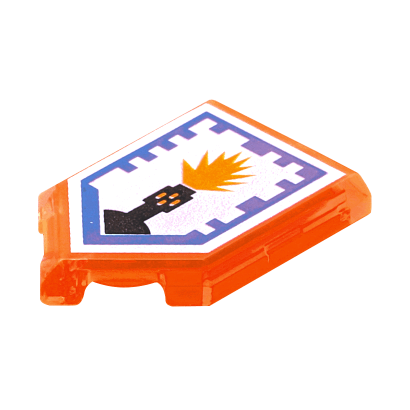 Плитка Lego Модифікована Декоративна 4шт Pentagonal Nexo Power Shield Pattern Flash Cannon 2 x 3 22385pb040 6133133 Trans-Neon Orange Б/У - Retromagaz