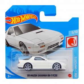 Машинка Базовая Hot Wheels '89 Mazda Savanna RX-7 FC3S J-Imports 1:64 GTB04 White - Retromagaz