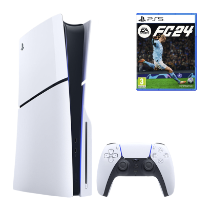 Набор Консоль Sony PlayStation 5 Slim Blu-ray 1TB White Новый  + Игра EA Sports FC 24 Русская Озвучка - Retromagaz