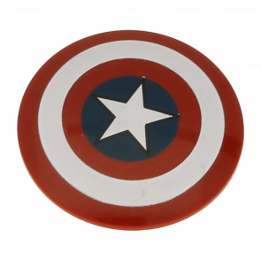 Оружие Lego Щит Round with Rounded Front with Bullseye Captain America Star 75902pb01 6005161 Dark Red Б/У - Retromagaz