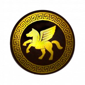 Оружие Lego Щит Round with Rounded Front with Gold Winged Horse Pattern 75902pb05 6081492 Dark Brown Б/У