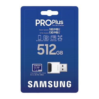 Карта Памяти Samsung Pro Plus UHS-I U3 V30 A2 + Reader 512GB - Retromagaz