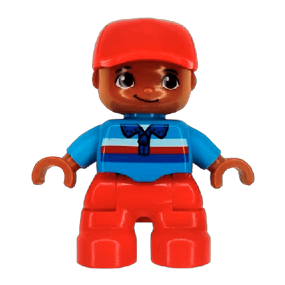 Фигурка Lego Boy Red Legs Medium Blue Top with Zipper Duplo 47205pb042a 1 Б/У - Retromagaz