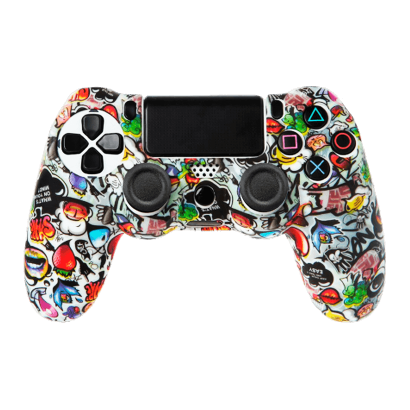 Чохол Силіконовий RMC PlayStation 4 Stickers Grey Новий - Retromagaz