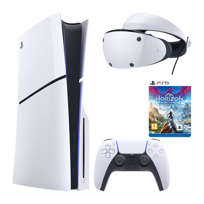 Набор Консоль Sony PlayStation 5 Slim Blu-ray 1TB White Новый + Очки Виртуальной Реальности Проводной VR2 + Игра Horizon Call of the Mountain Русские Субтитры Digital Code - Retromagaz