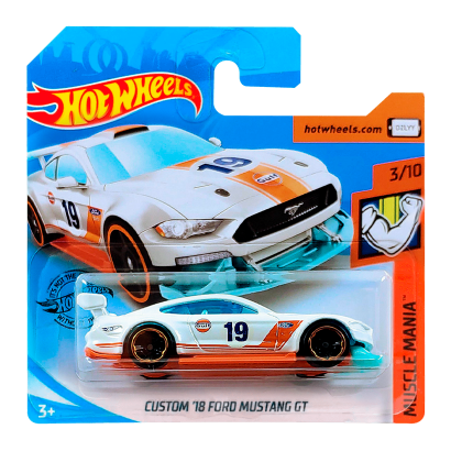 Машинка Базова Hot Wheels Custom '18 Ford Mustang GT Gulf Muscle Mania 1:64 FYF87 White - Retromagaz