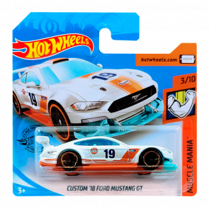 Машинка Базова Hot Wheels Custom '18 Ford Mustang GT Gulf Muscle Mania 1:64 FYF87 White - Retromagaz